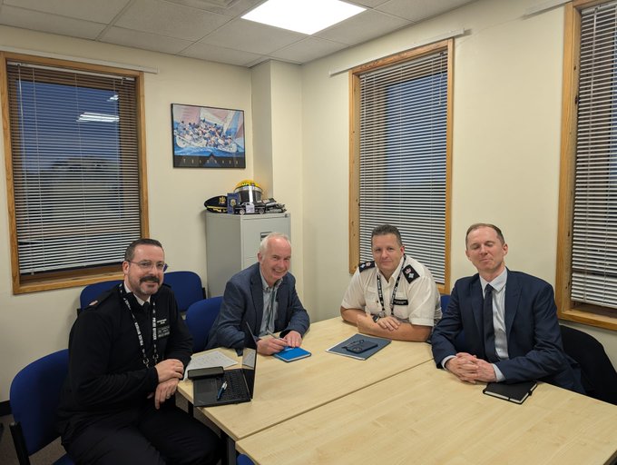 Superintendent Lewis Collins, Council Leader Barry Lewis, Sutton Borough Commander Andy Brittain and Sutton Council Deputy Leader Sam Martin