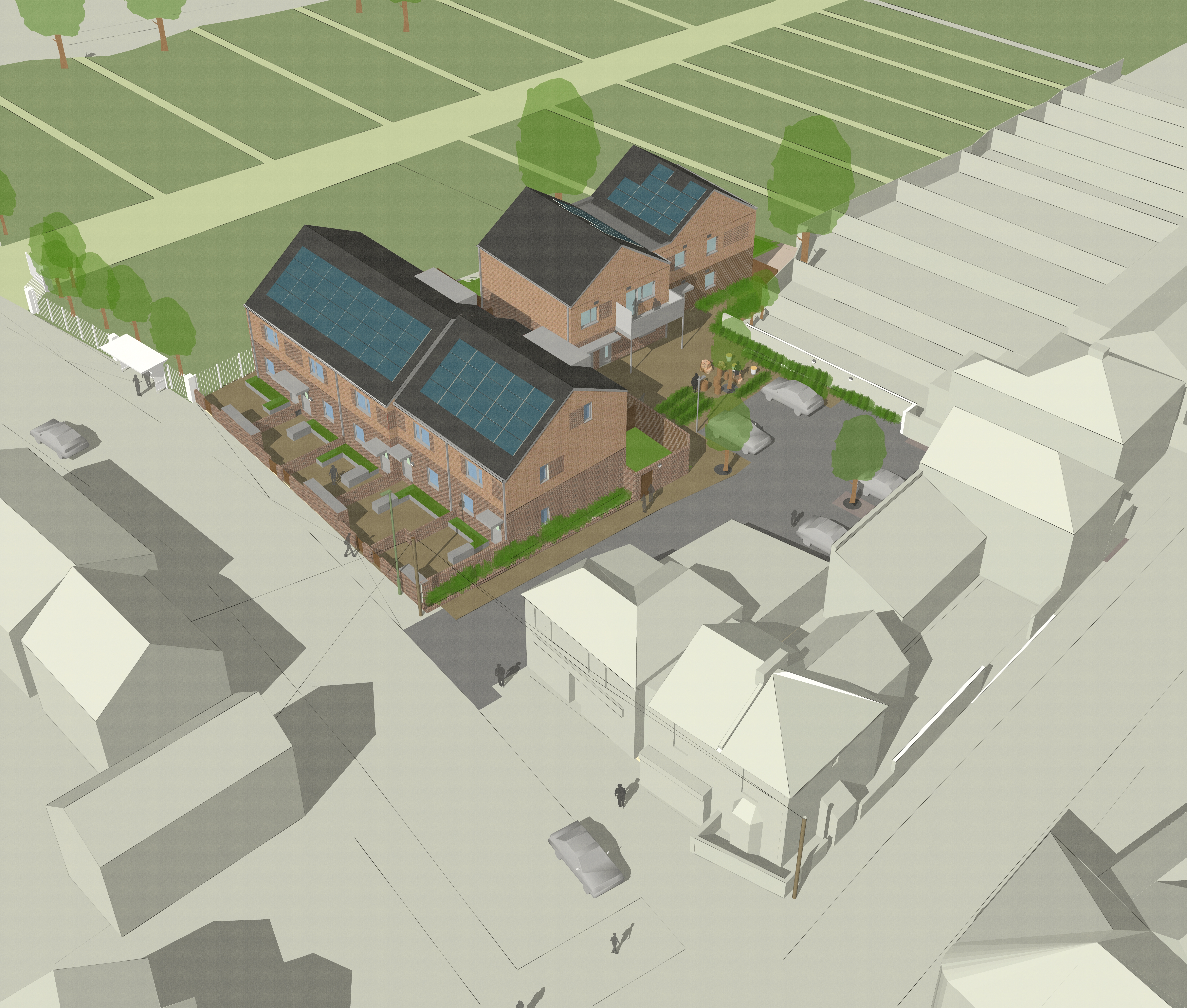 This is a CGI of the new affordable Council homes being built at Beddington Lane.30