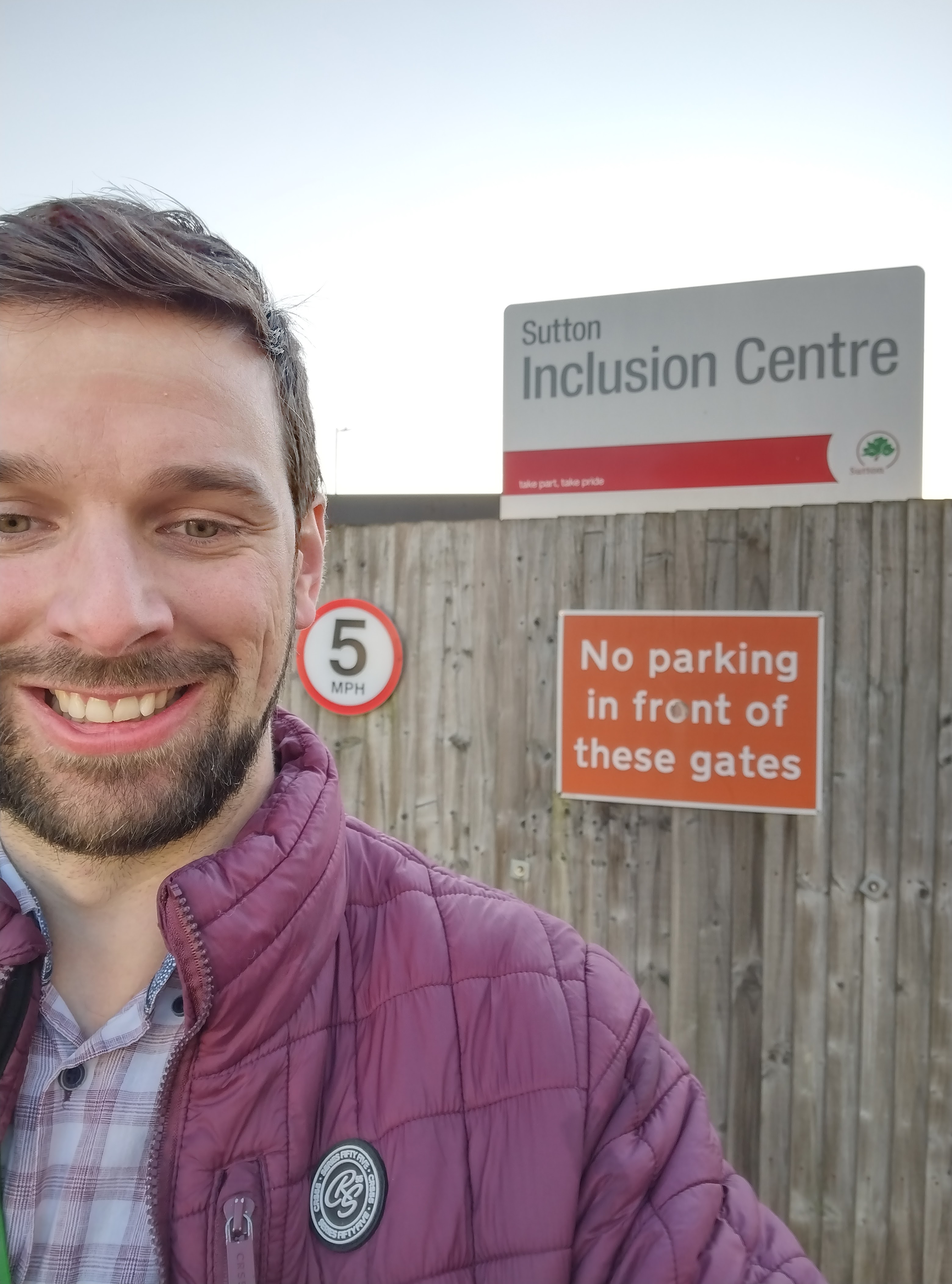 Picture of Dan outside the Sutton Inclusion Centre.